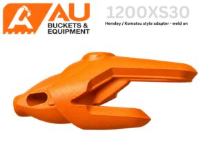 Orange heavy-duty welding clamp/jaw adapter on a white background for heavy equipment attachments.” ,