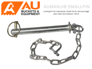 AU Buckets & Equipment logo with orange block and white A, plus metal chains and hardware image