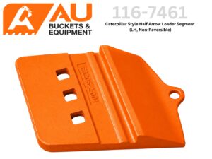 Orange Caterpillar-style half-arrow loader segment (LH, non-reversible), part 116-7461, by AU Buckets & Equipment.