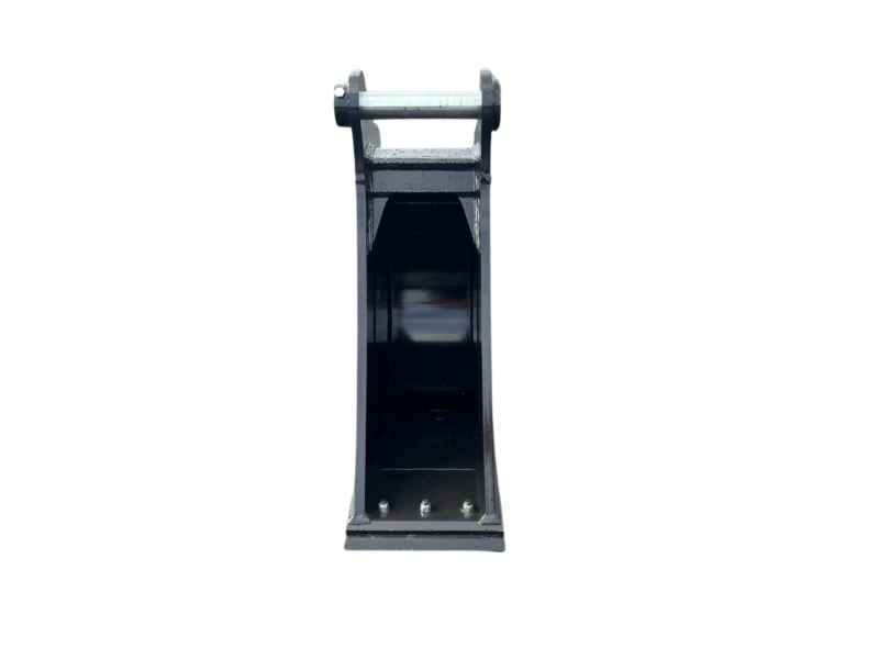 Industrial metal chute with a vertical rectangular frame and a roller at the top, viewed from the front.